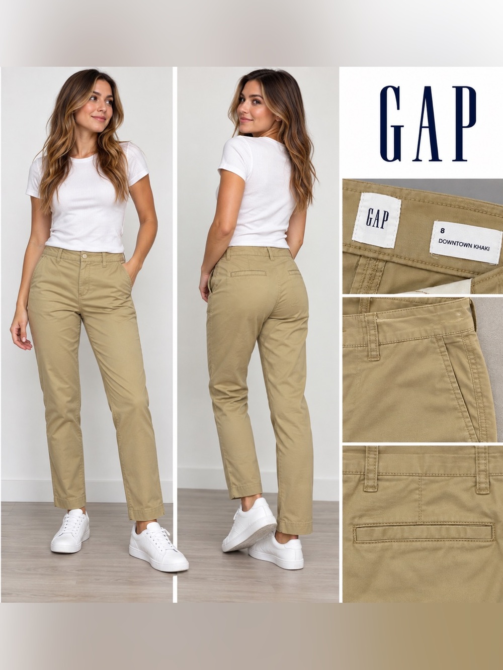 GAP Downtown Straight-Leg Jeans in Khaki Sz 8 NWT
